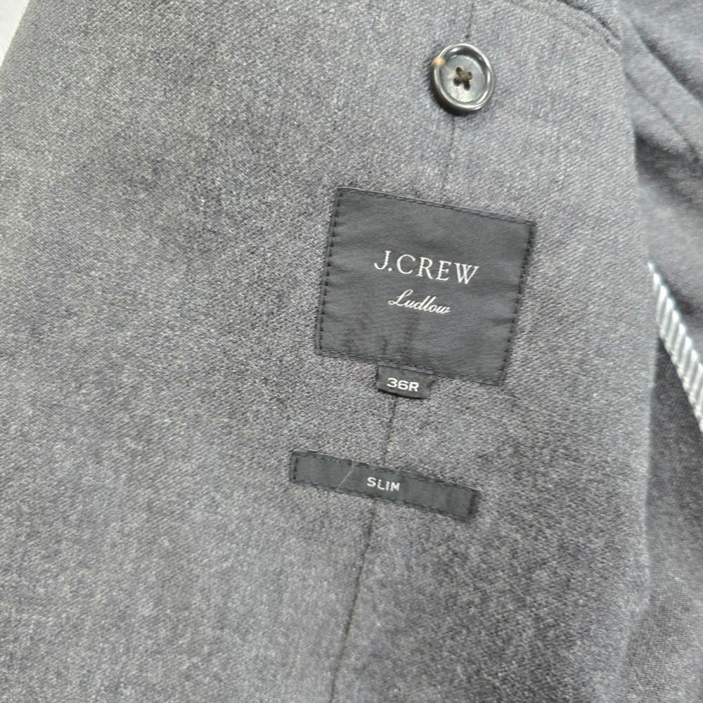 J.Crew Ludlow Suit Mens 36R Gray Slim Moon Cloth Blazer Pants Unlined 2 Button - Picture 6 of 16